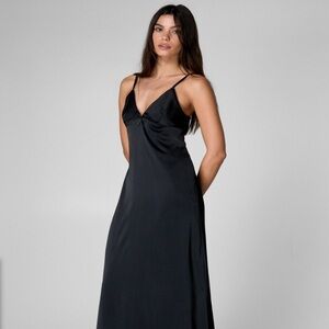 Elegant Black Satin Slip Dress